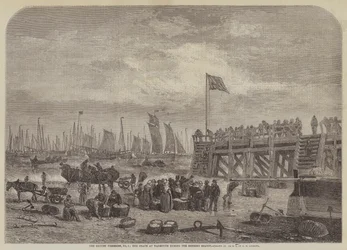 Le pescherie britanniche, n. 2, la spiaggia di Yarmouth durante la stagione delle aringhe